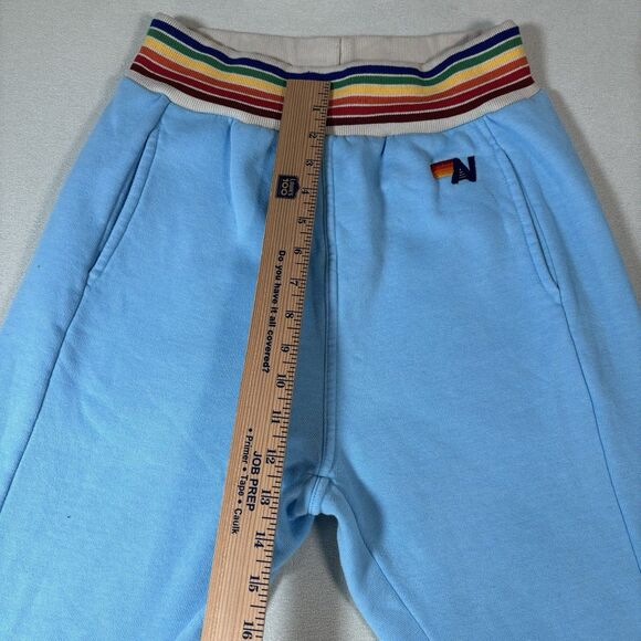 Aviator Nation Women’s Sky Blue Rainbow Rib Logo Sweatpants Small - Picture 11 of 12